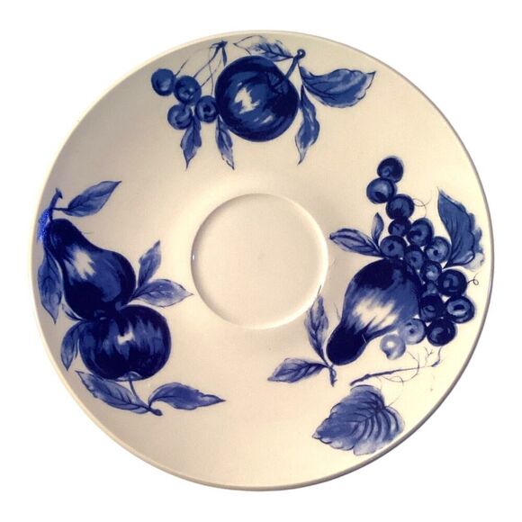 California Pantry Classic Ceramics Blue Fruit Oversized Saucer Plate - Picture 1 of 3